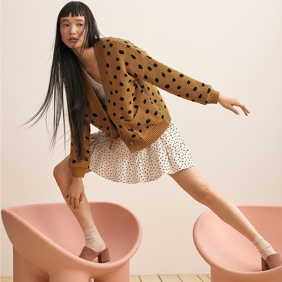 Madewell Hillview Cardigan Sweater in Painted Spots. Size S. Egyptian Gold. - Picture 1 of 10